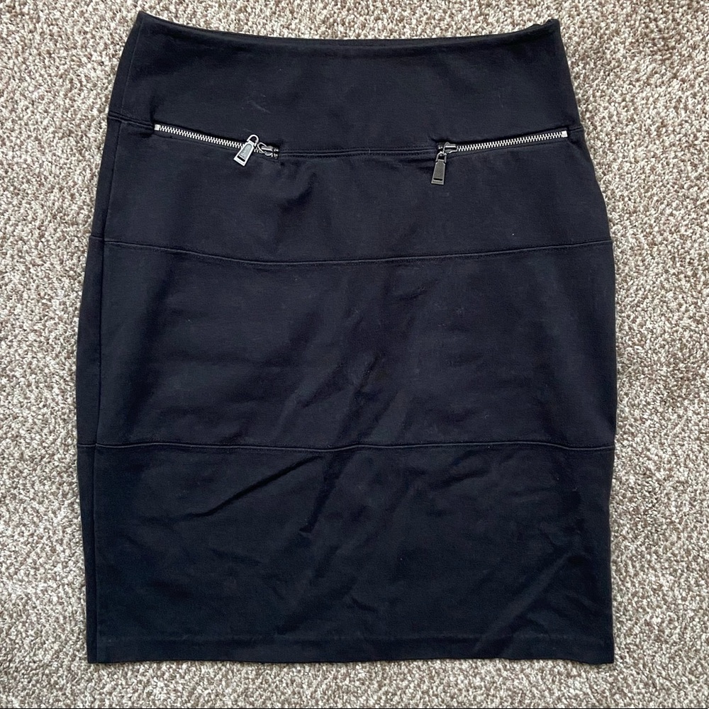 Black Stretch Bandage Pencil Skirt With Pockets